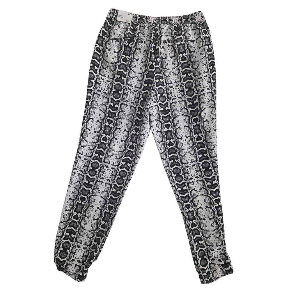 Express Womens Snakeskin Print High Rise Ankle Jogger Pants Black White S NWT - Picture 3 of 7
